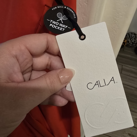 NWT CALIA Pleated Tennis Golf Dress Fresh Red shelf bra & shorts Large Athletic - Picture 4 of 5